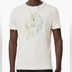 $118 John Varvatos WATERCOLOR SKULL Crew Medium T-shirt Graphic Print Tee